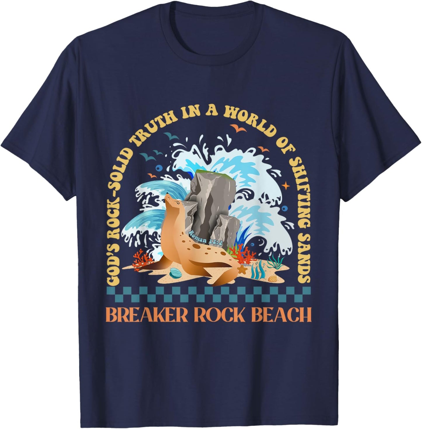 God's Rock-Solid Breaker Rock Beach VBS 2024 Christian Women Girls Kids T-Shirt - T-Shirt | Navy