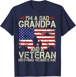 I'm A Dad Grandpa And Veteran Fathers Day Papa Grandpa Gifts T-Shirt - T-Shirt | Navy