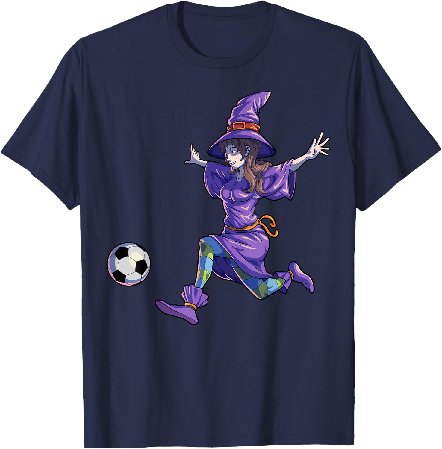 Soccer Witch Halloween Women Girls Soccer Halloween T-Shirt - T-Shirt | Navy