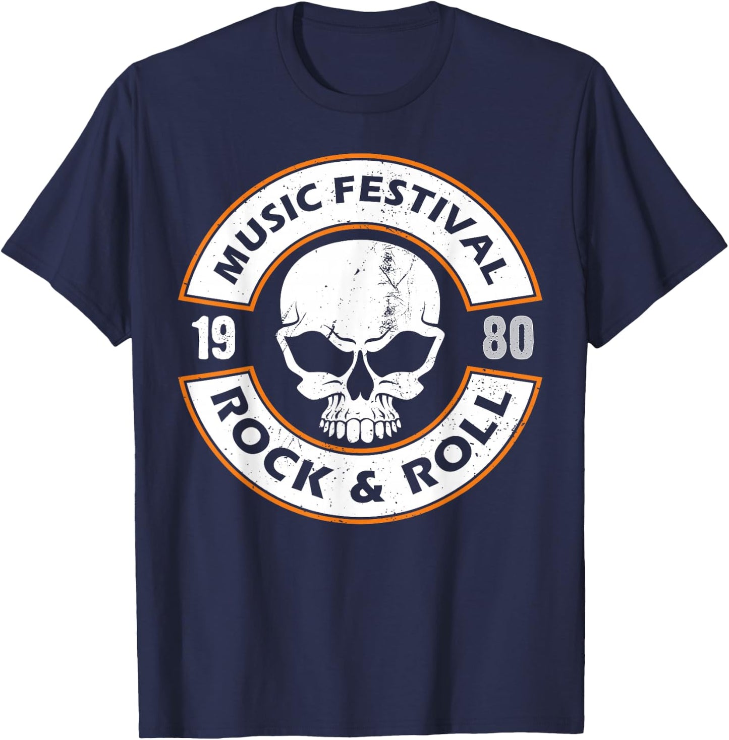 Faded 1980s Rock Roll design For Eighties Rockers Band gift T-Shirt - T-Shirt | Navy