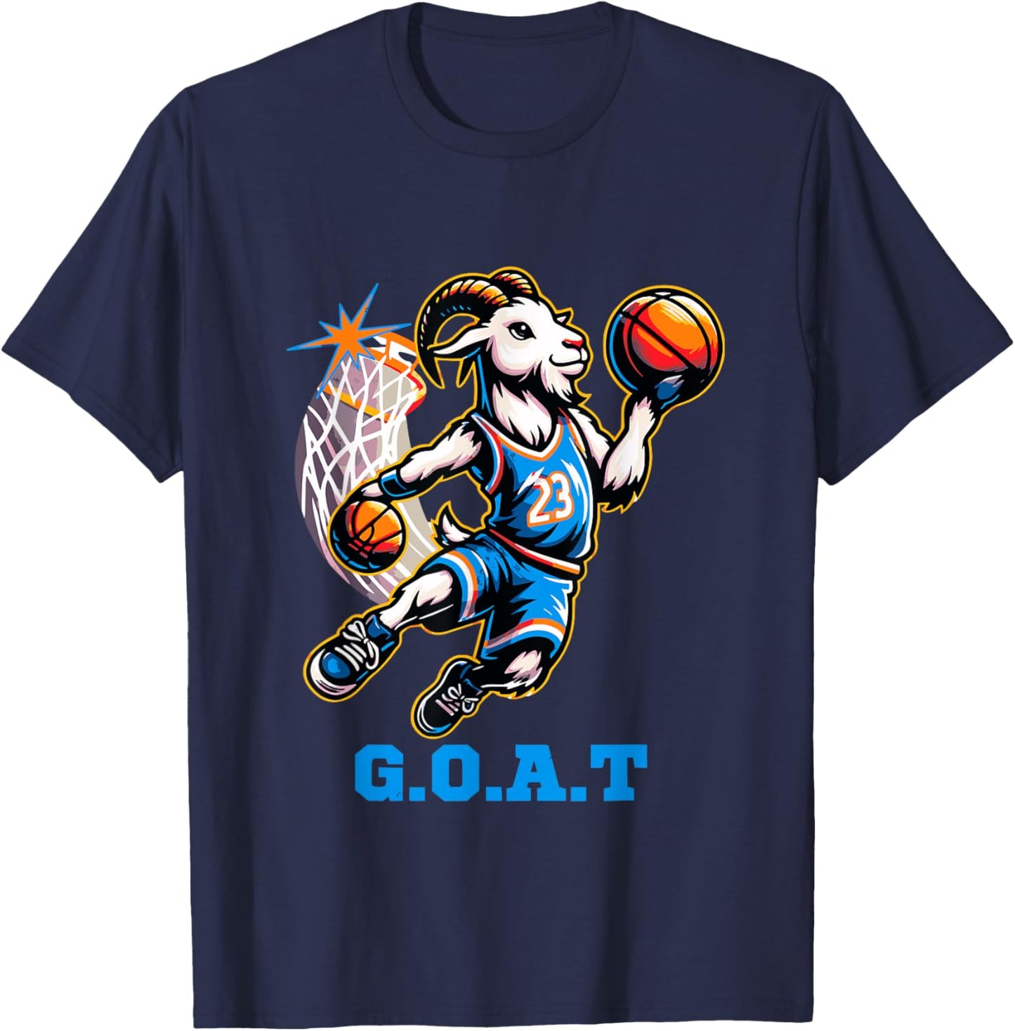 G.O.A.T Goat Basketball Player Playing Basketball Funny T-Shirt - T-Shirt | Navy