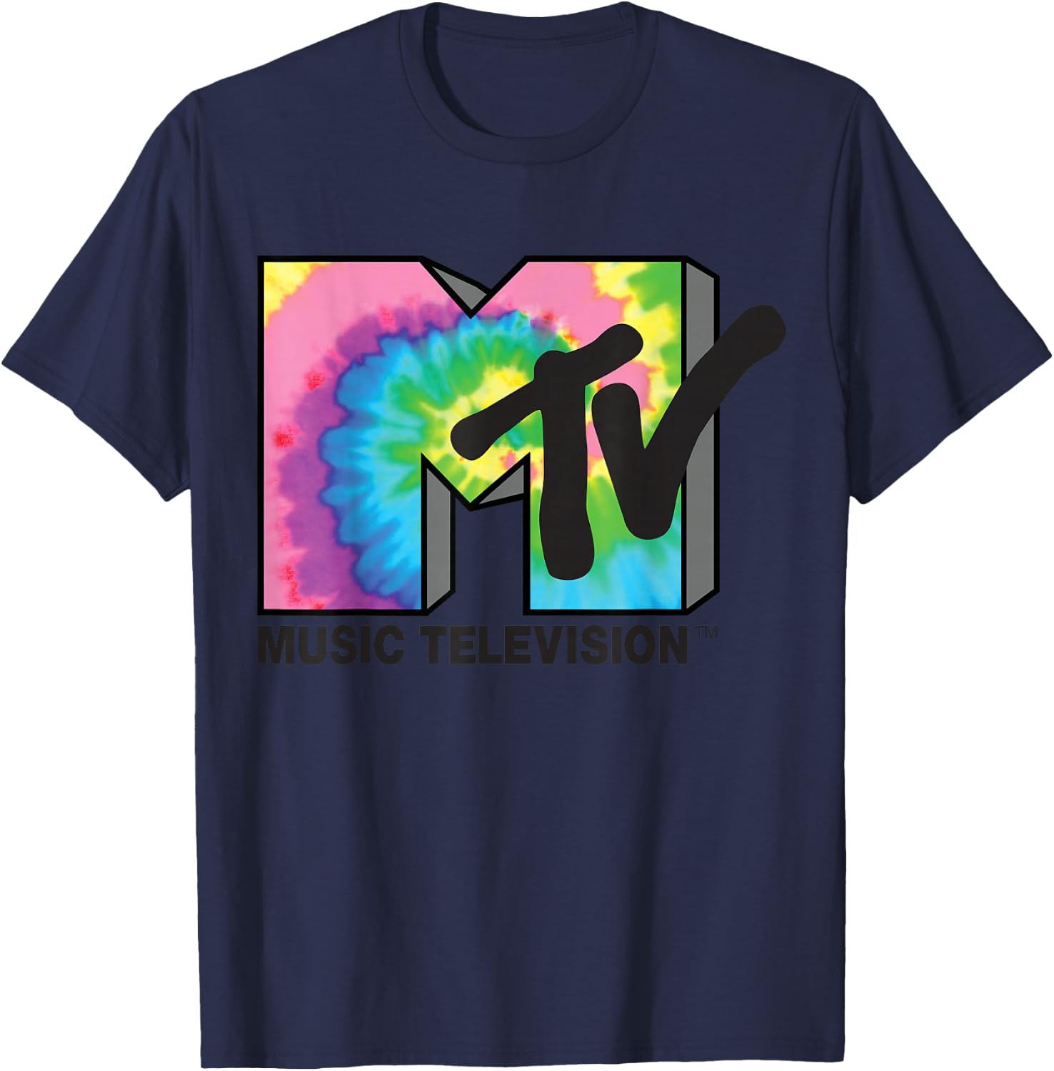 MTV Logo Rainbow Tie-dye T-Shirt - T-Shirt | Navy