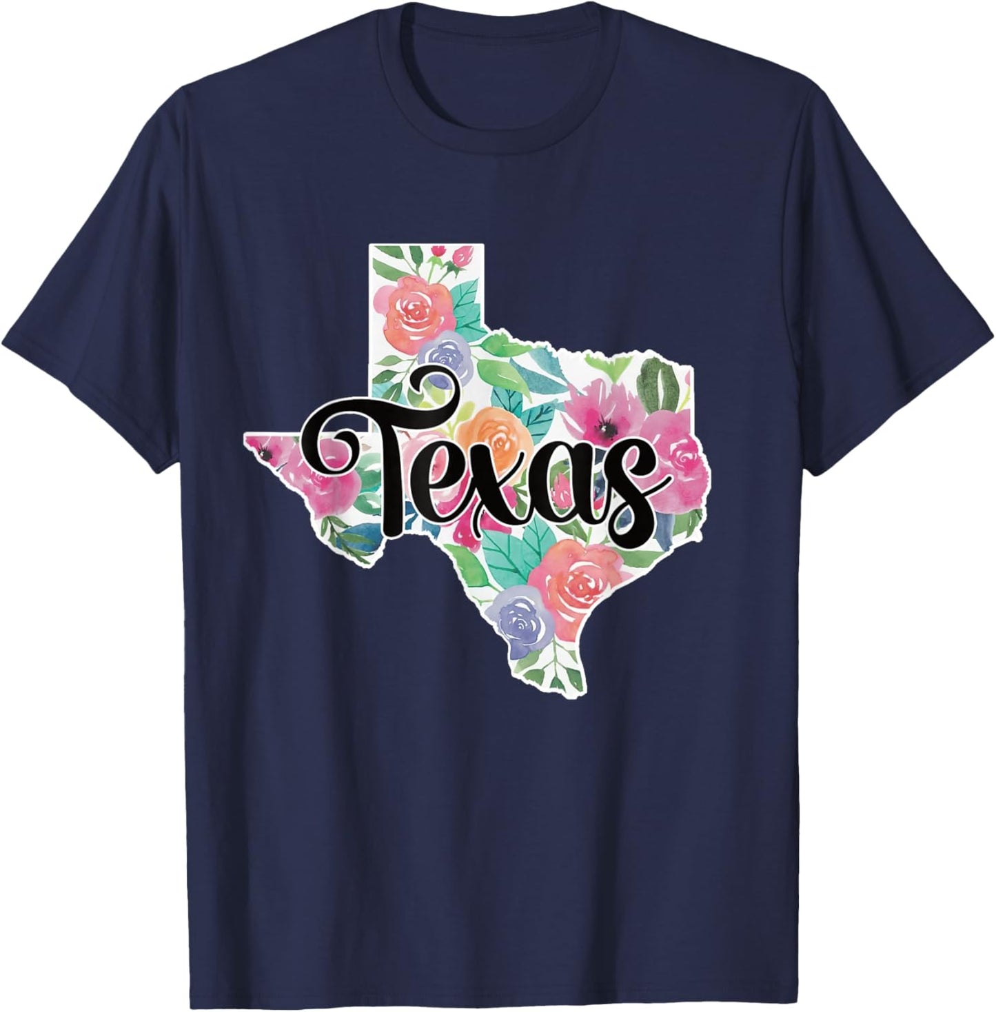 Texas Home State Pride Floral Vintage Texas Retro Flowers T-Shirt - T-Shirt | Navy
