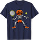 Halloween Tennis Pumpkin Head Skeleton Tennis Halloween T-Shirt - T-Shirt | Navy