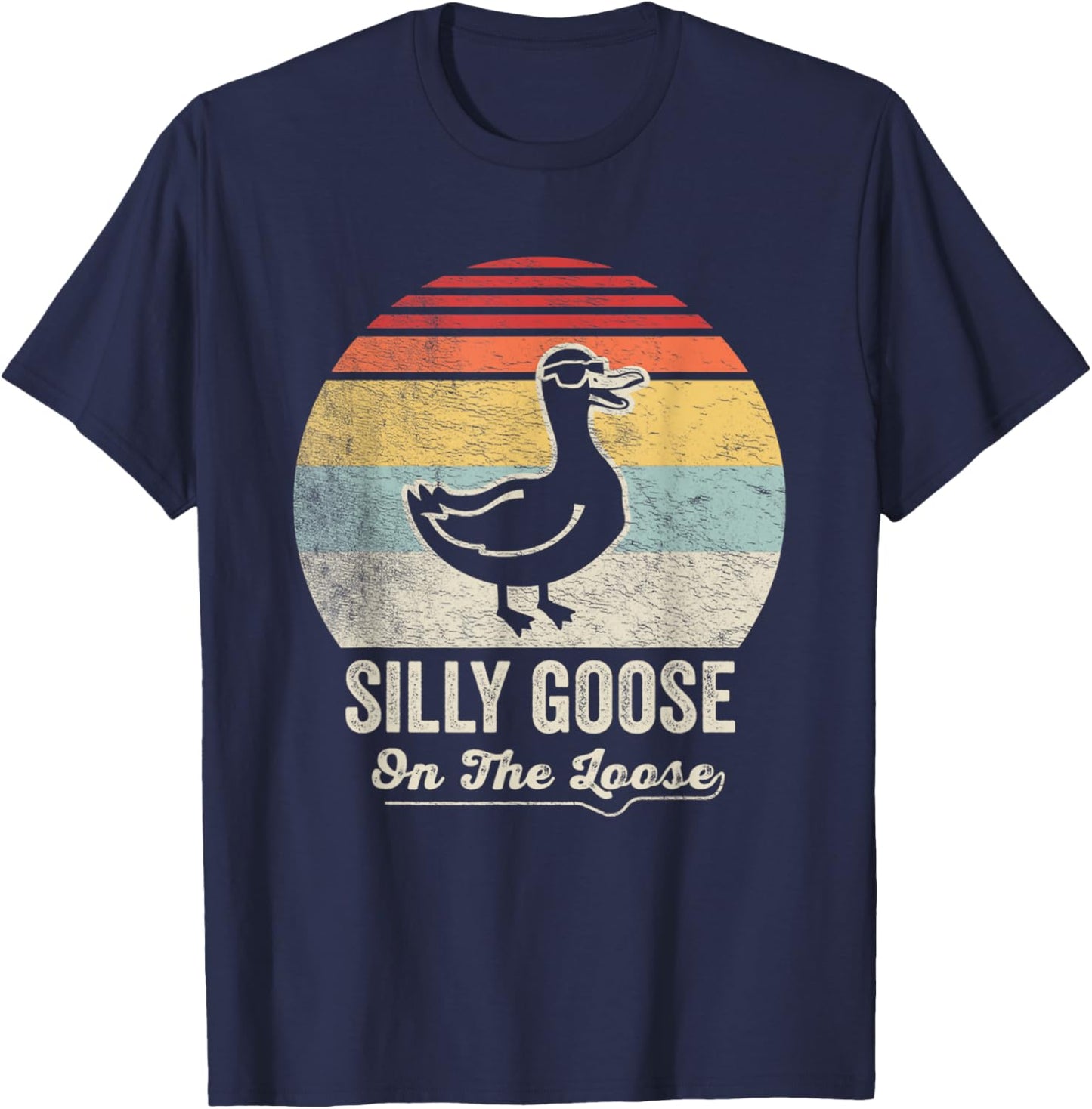 Silly Goose On The Loose Funny Retro Style T-Shirt - T-Shirt | Navy