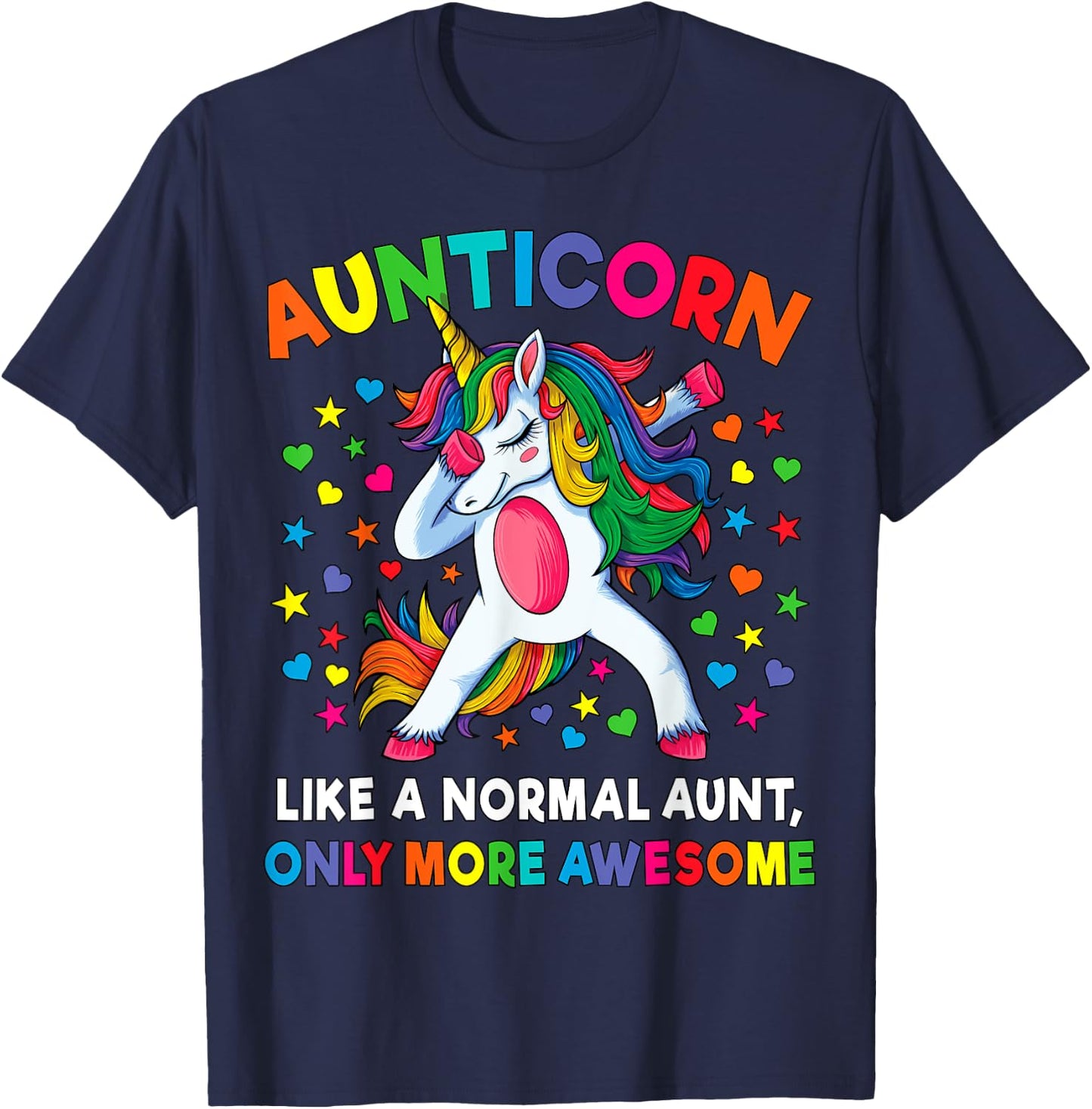 Aunticorn Like An Aunt Only Awesome Dabbing Unicorn Women T-Shirt - T-Shirt | Navy