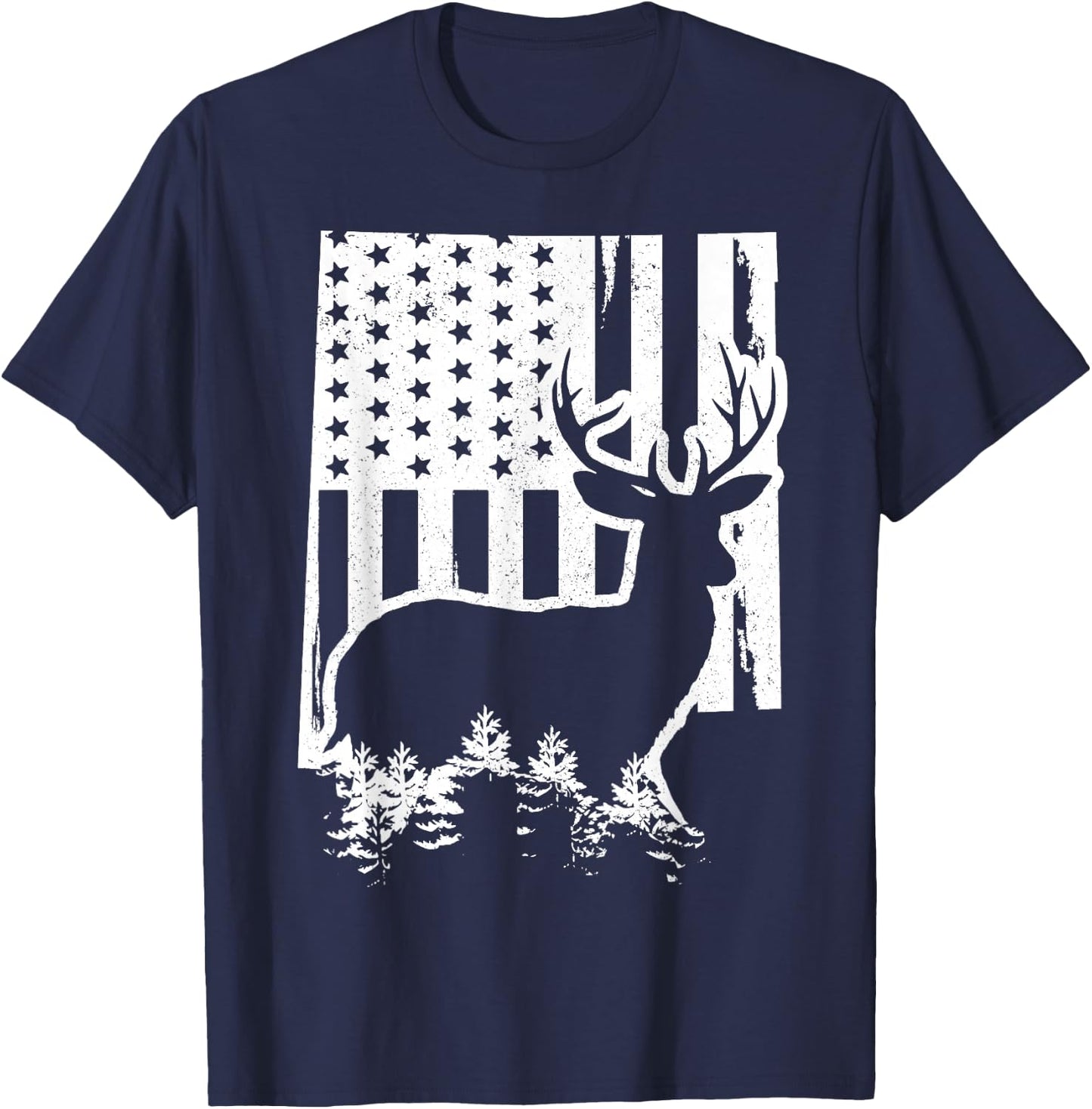 New Mexico Elk Hunting State Map US Flag Patriotic Hunter T-Shirt - T-Shirt | Navy