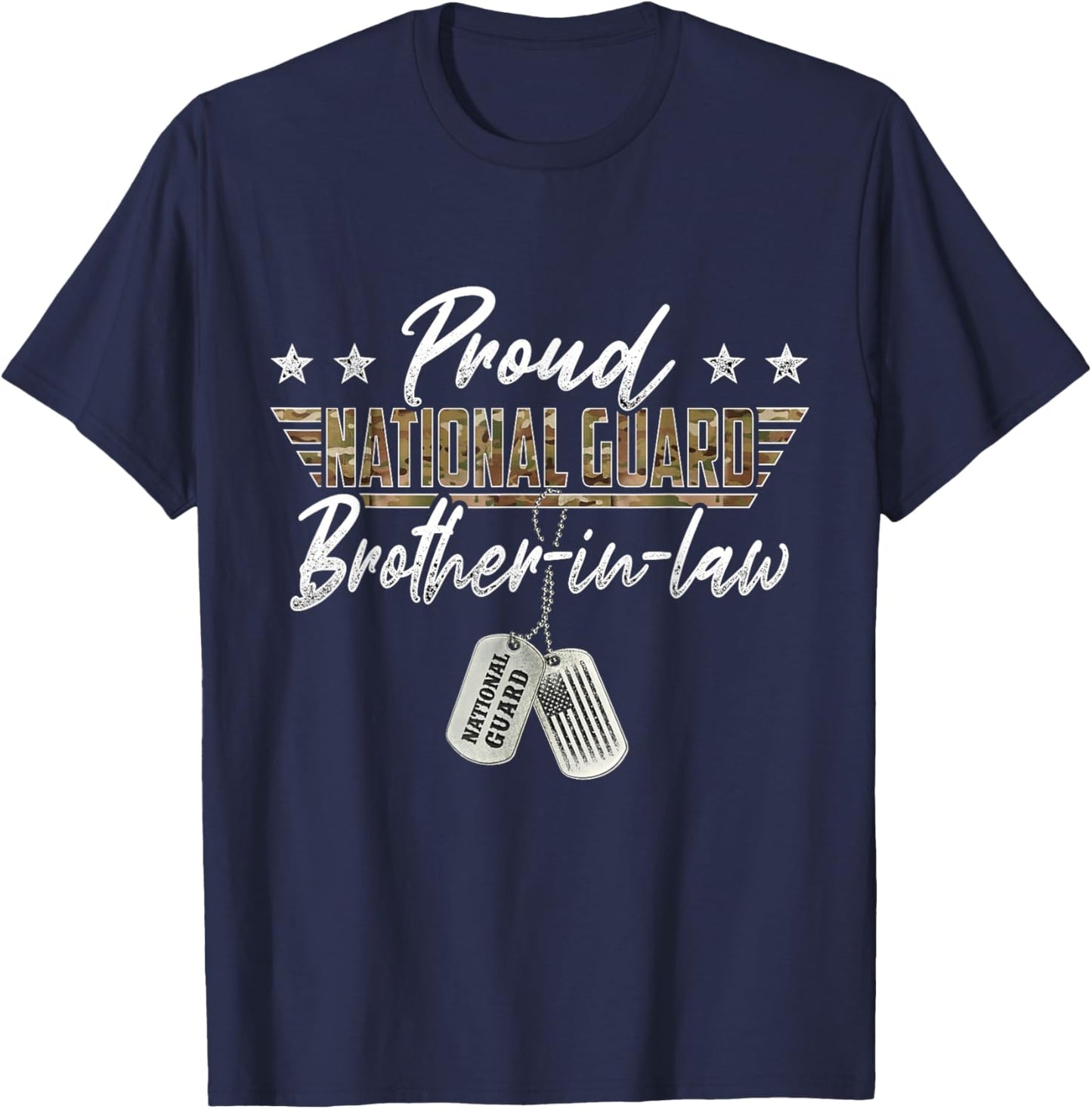 Proud National Guard Brother-In-Law US National Guard Family T-Shirt - T-Shirt | Navy