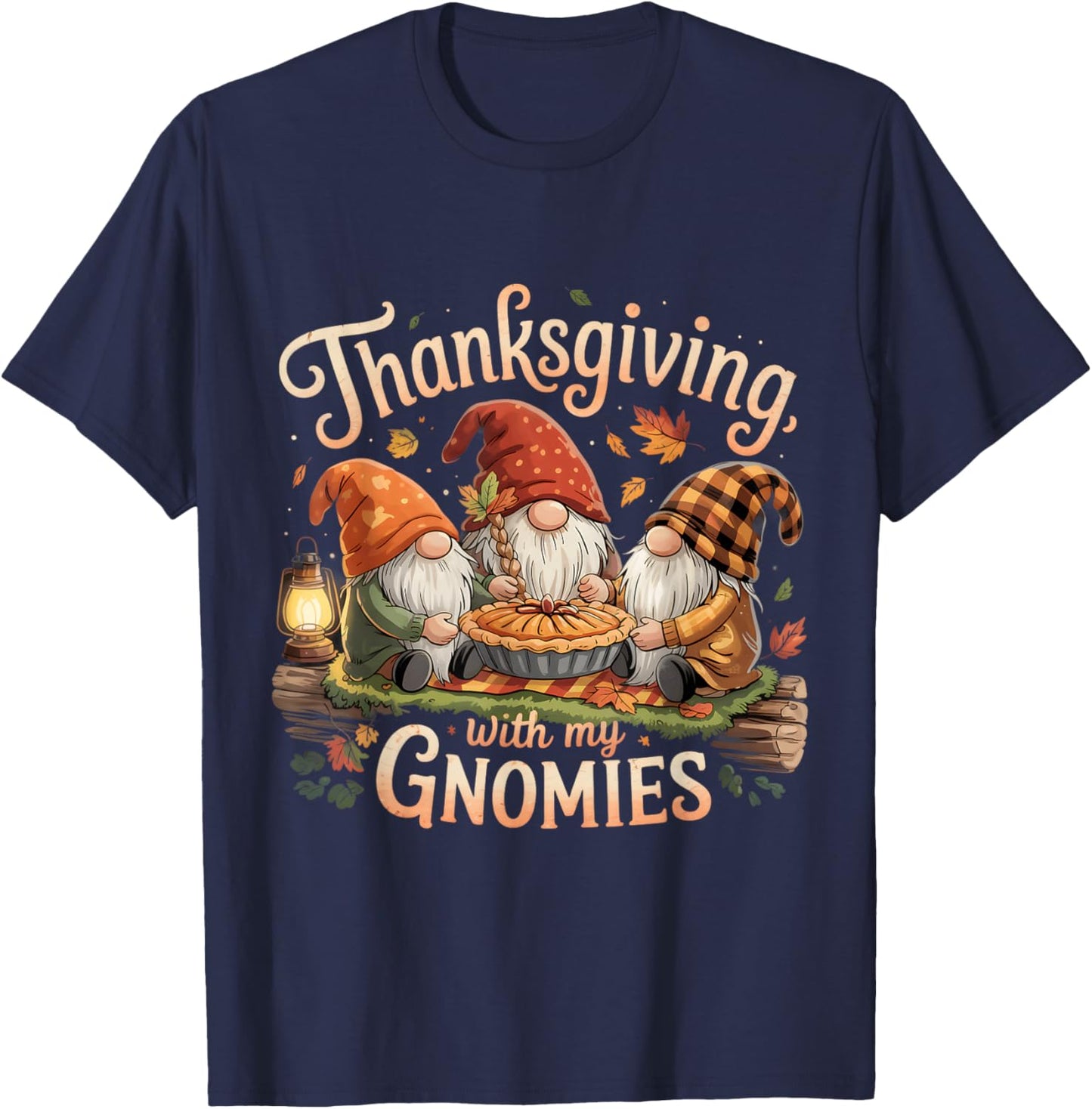 Thanksgiving with My Gnomies Fall Autumn Gnome Family T-Shirt - T-Shirt | Navy