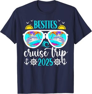 Besties Cruise Trip 2025 Besties Cruising Vacation Travel T-Shirt - T-Shirt | Navy