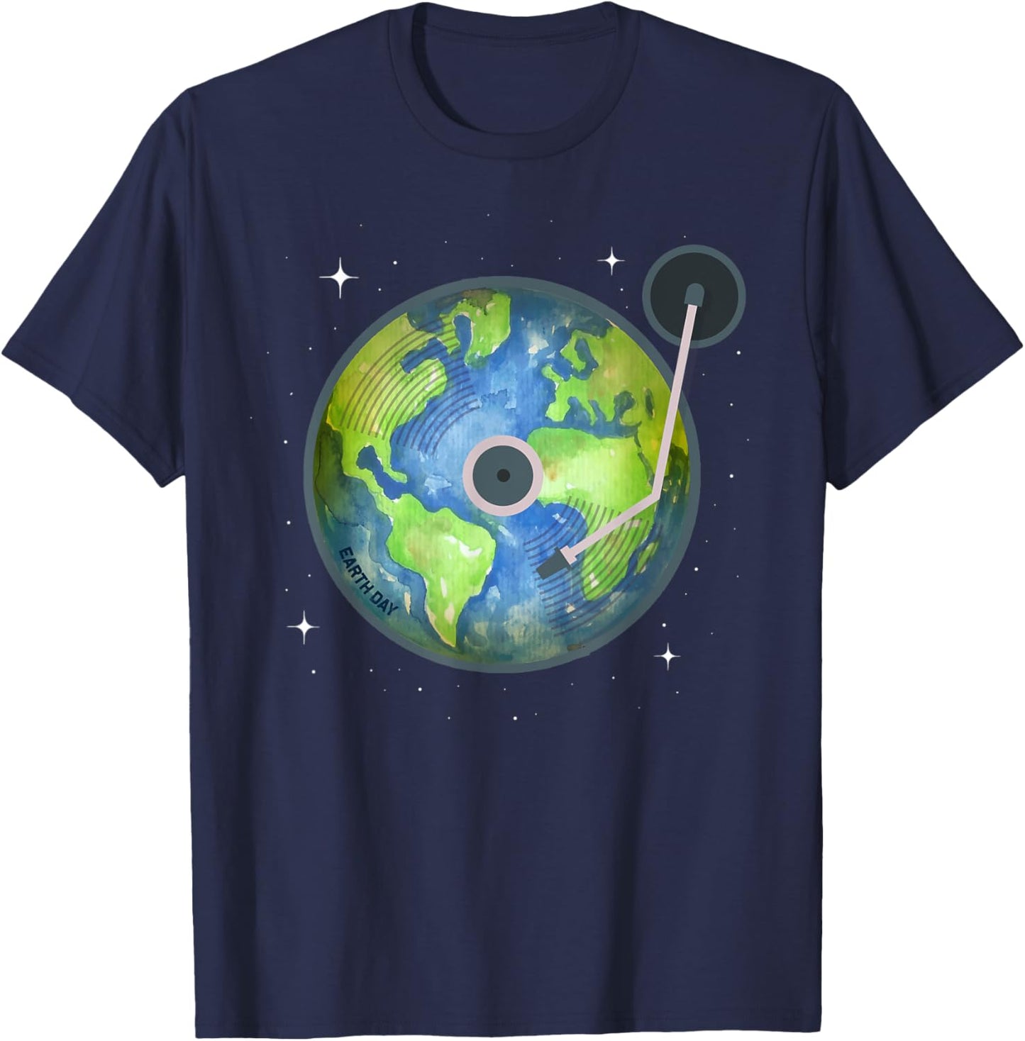 Earth Day 2023 vinyl record planet Art Save the Planet T-Shirt - T-Shirt | Navy