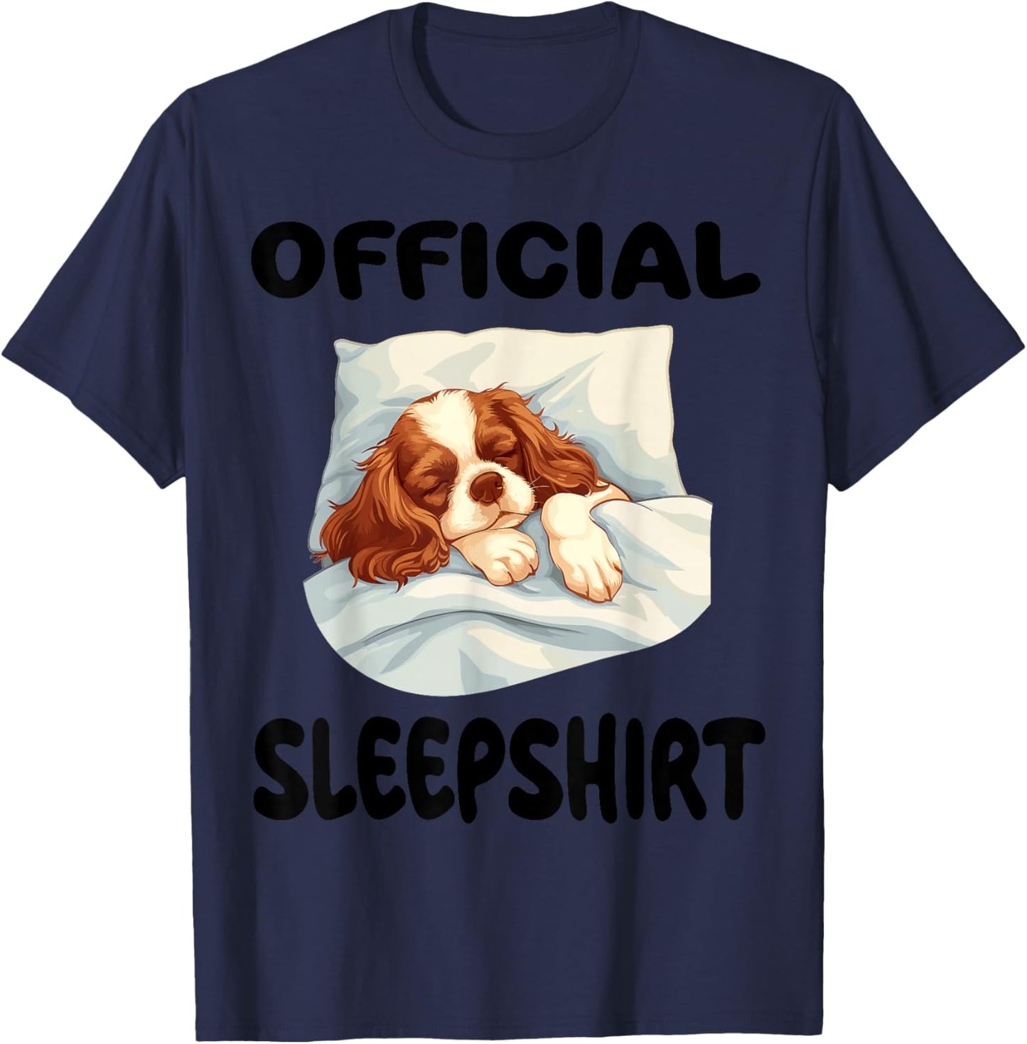 Cavalier King Charles Spaniel Dog Official Sleepshirt Pajama T-Shirt - T-Shirt | Navy