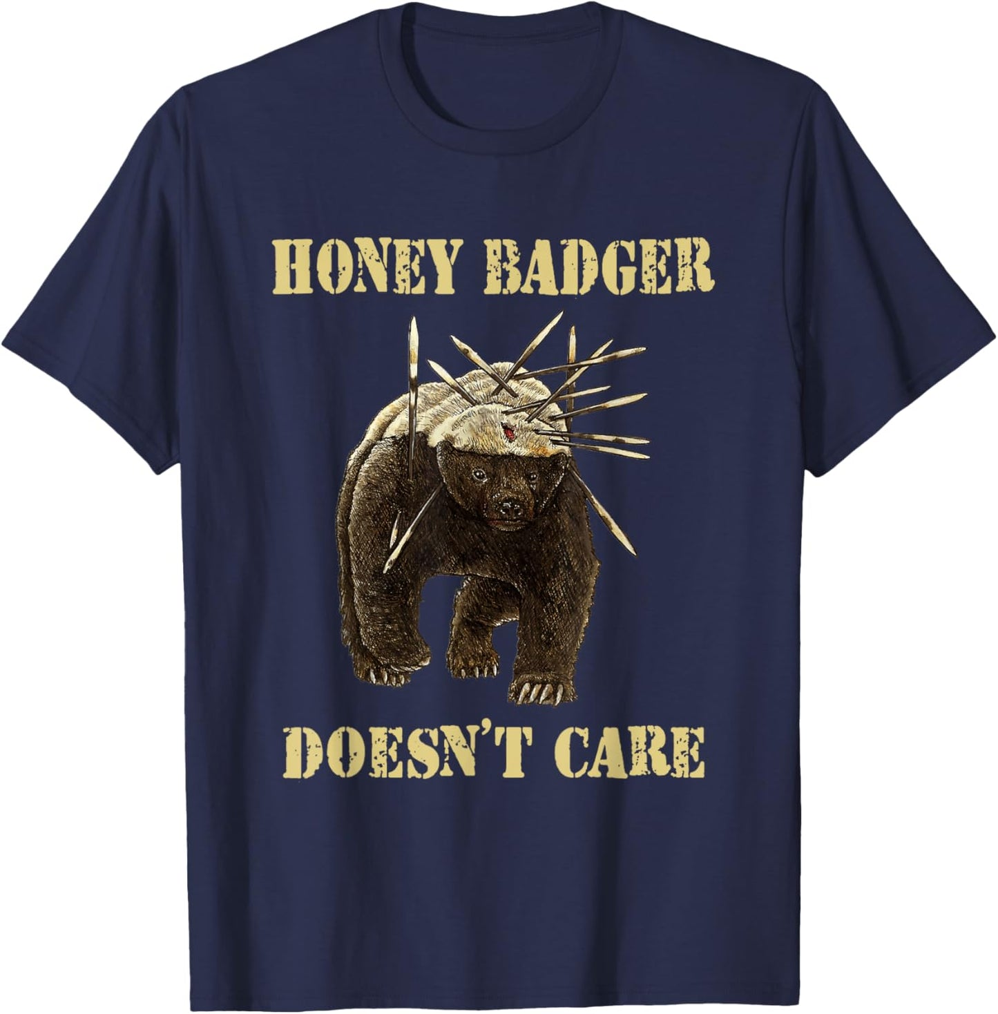 Honey Badger Adorable Animal Honey Badger Doesn't Care T-Shirt - T-Shirt | Navy