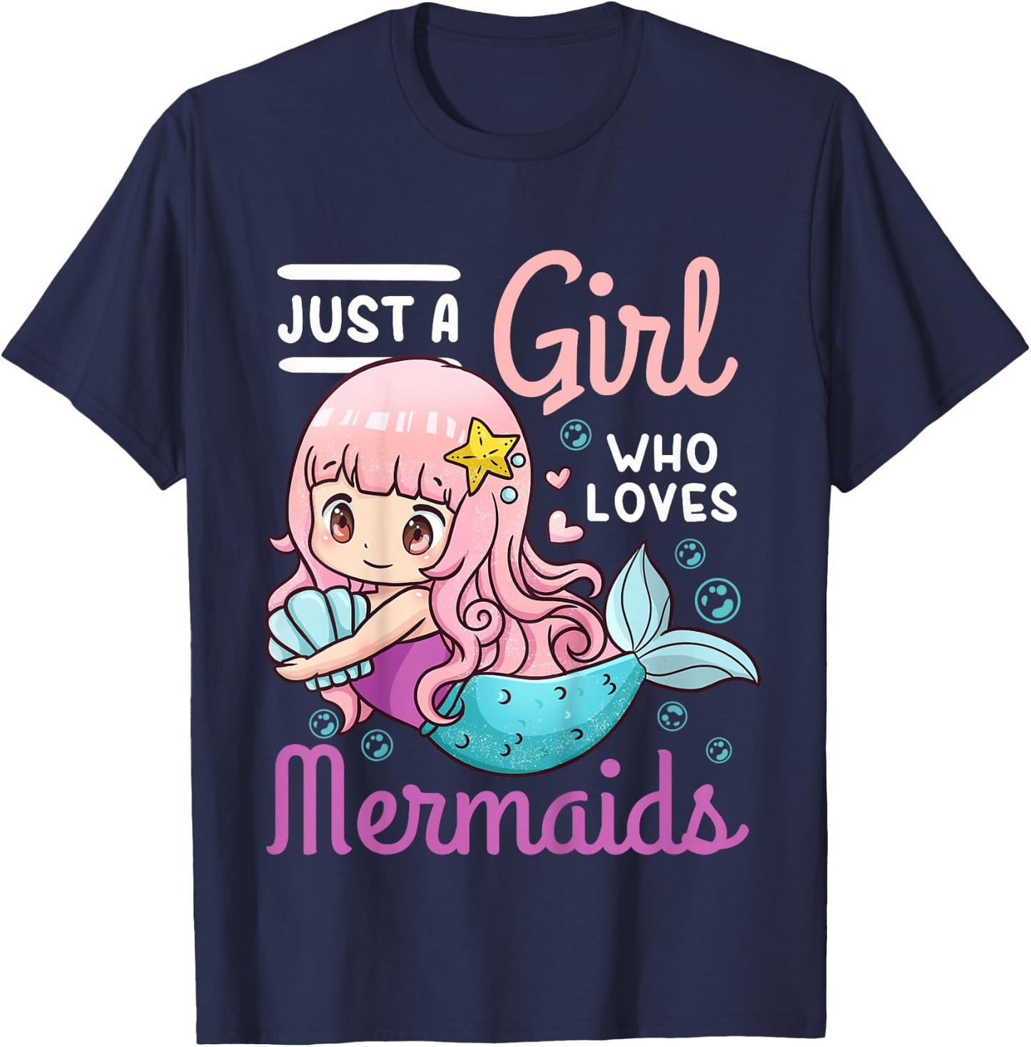 Mermaid Just a Girl Who Loves Mermaids T-Shirt - T-Shirt | Navy
