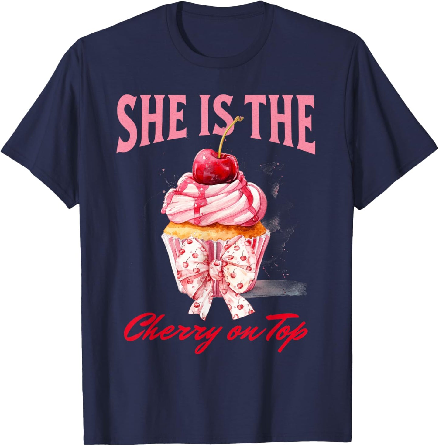 She is the Cherry on Top Pregnancy Reveal Baby Announcement T-Shirt - T-Shirt | Navy