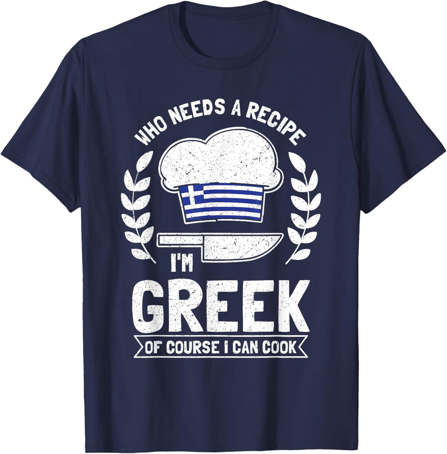 Greek Food Gifts - Greek Chef Funny Greek T-Shirt - T-Shirt | Navy