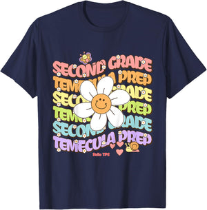 Temecula Preparatory School Second Grade Groovy Spirit TPS T-Shirt - T-Shirt | Navy