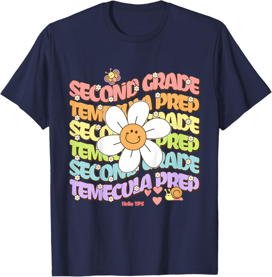 Temecula Preparatory School Second Grade Groovy Spirit TPS T-Shirt - T-Shirt | Navy