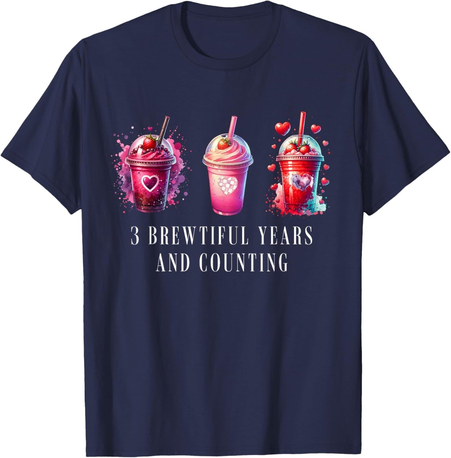 3 Year Work Anniversary Workiversary Frappe Funny 3rd Year T-Shirt - T-Shirt | Navy