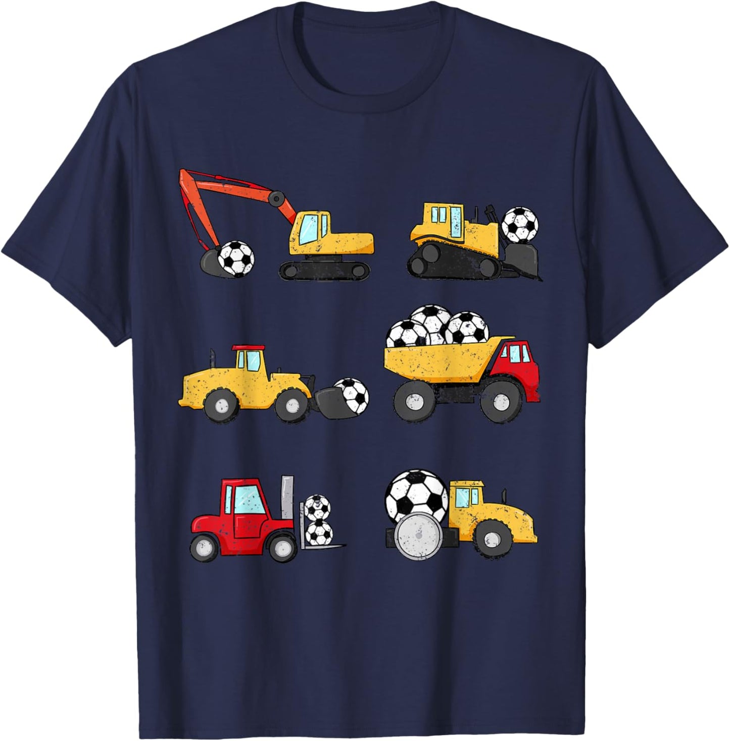 Soccer Ball Soccer Construction Trucks Toddler Boys Kids T-Shirt - T-Shirt | Navy
