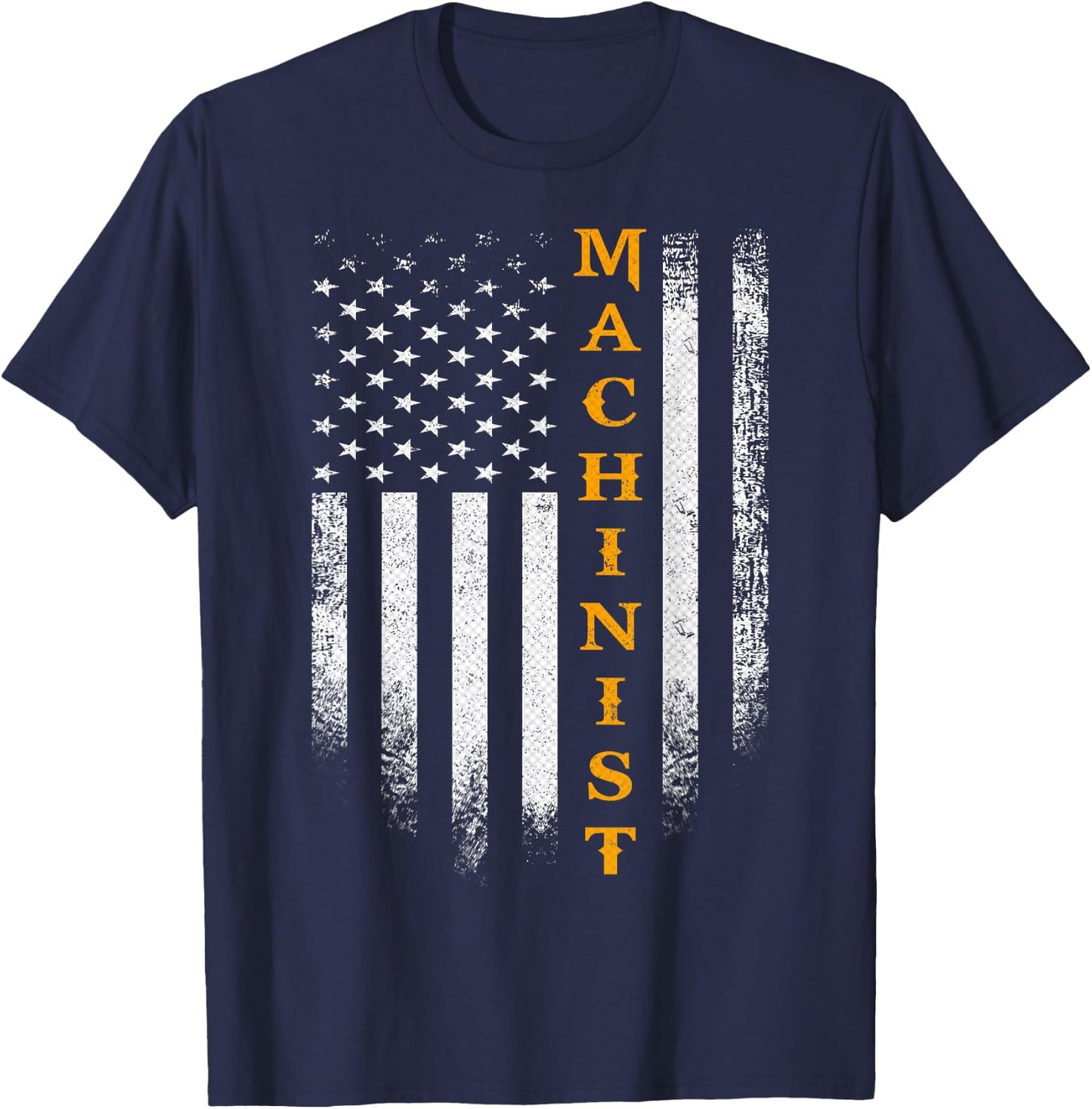 Vintage USA Machinist Engineer American Flag Machinist Funny T-Shirt - T-Shirt | Navy