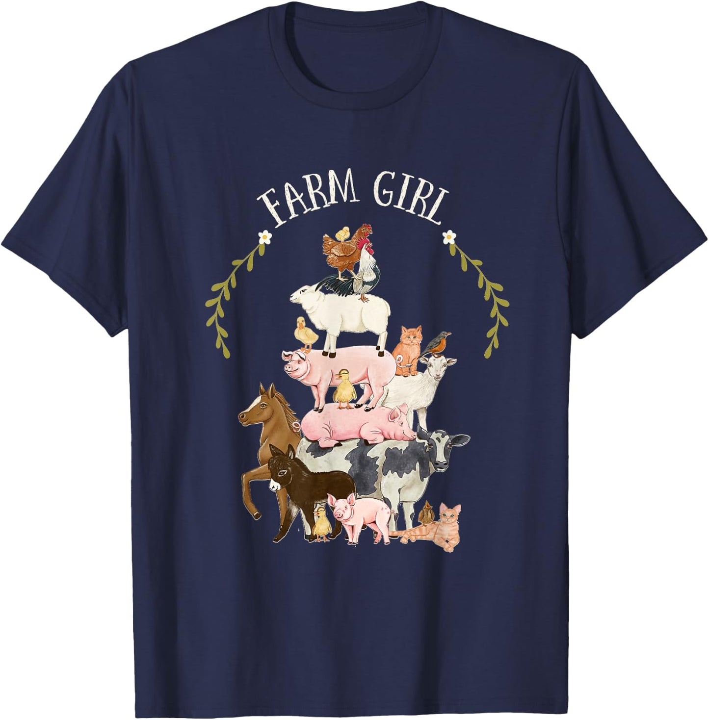 Farm Animal Friends Farm Girl Country Lover Farm Family T-Shirt - T-Shirt | Navy