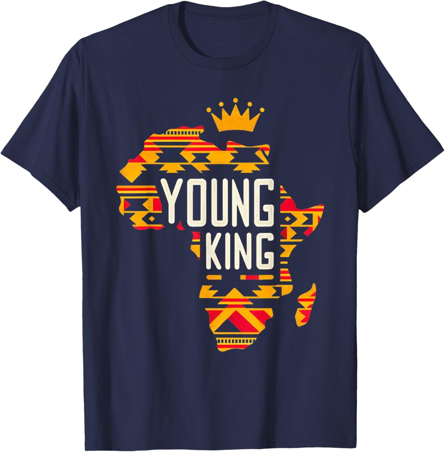Boys African Kente Print Clothes Kids Young King Kente Youth T-Shirt - T-Shirt | Navy