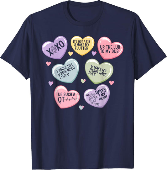 Cardiology Heart Cardiac Nurse Valentine Cardiologist T-Shirt - T-Shirt | Navy