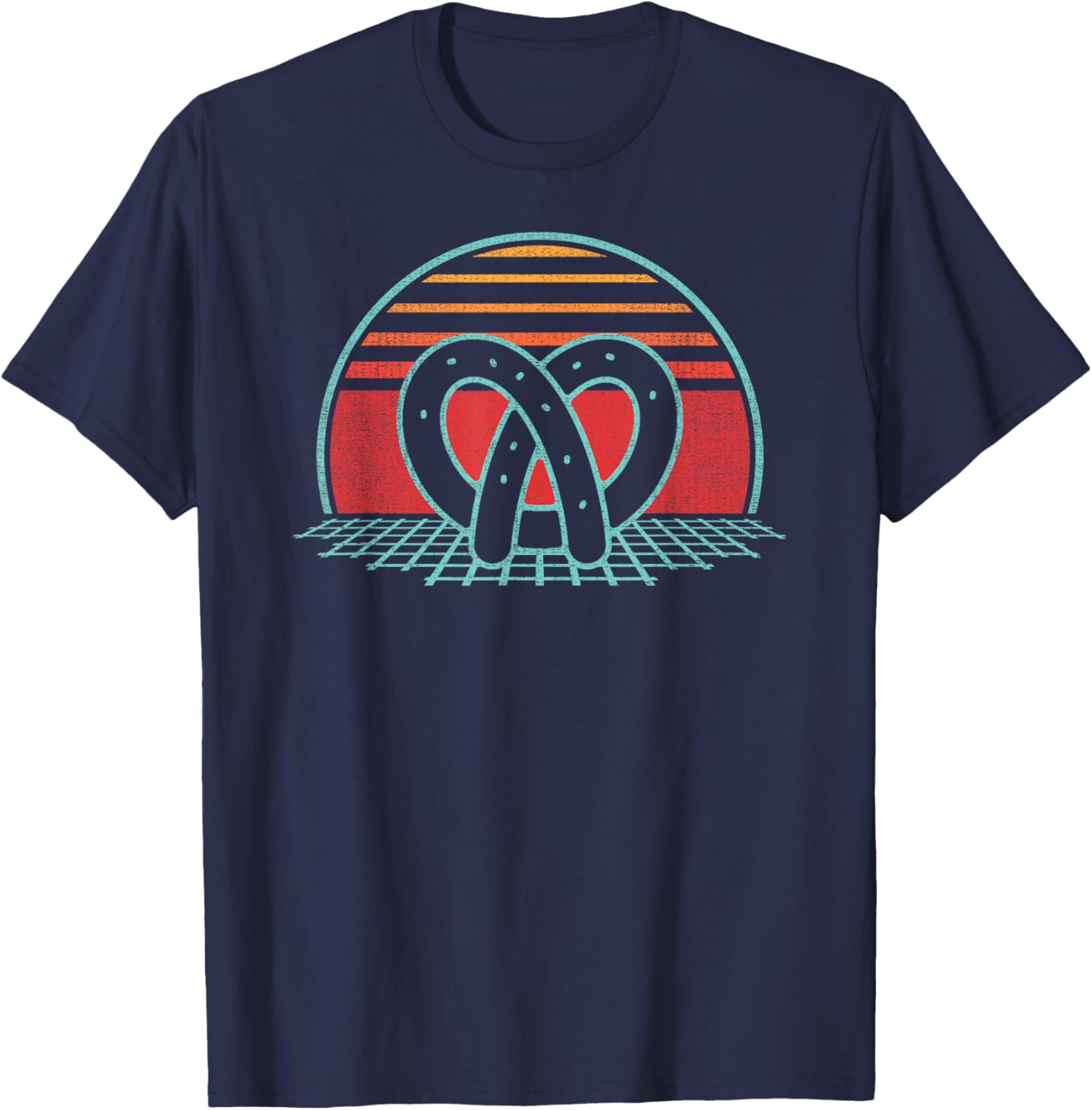 Pretzel Lover Retro Vintage 80s Style Gift T-Shirt - T-Shirt | Navy