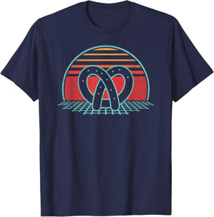 Pretzel Lover Retro Vintage 80s Style Gift T-Shirt - T-Shirt | Navy