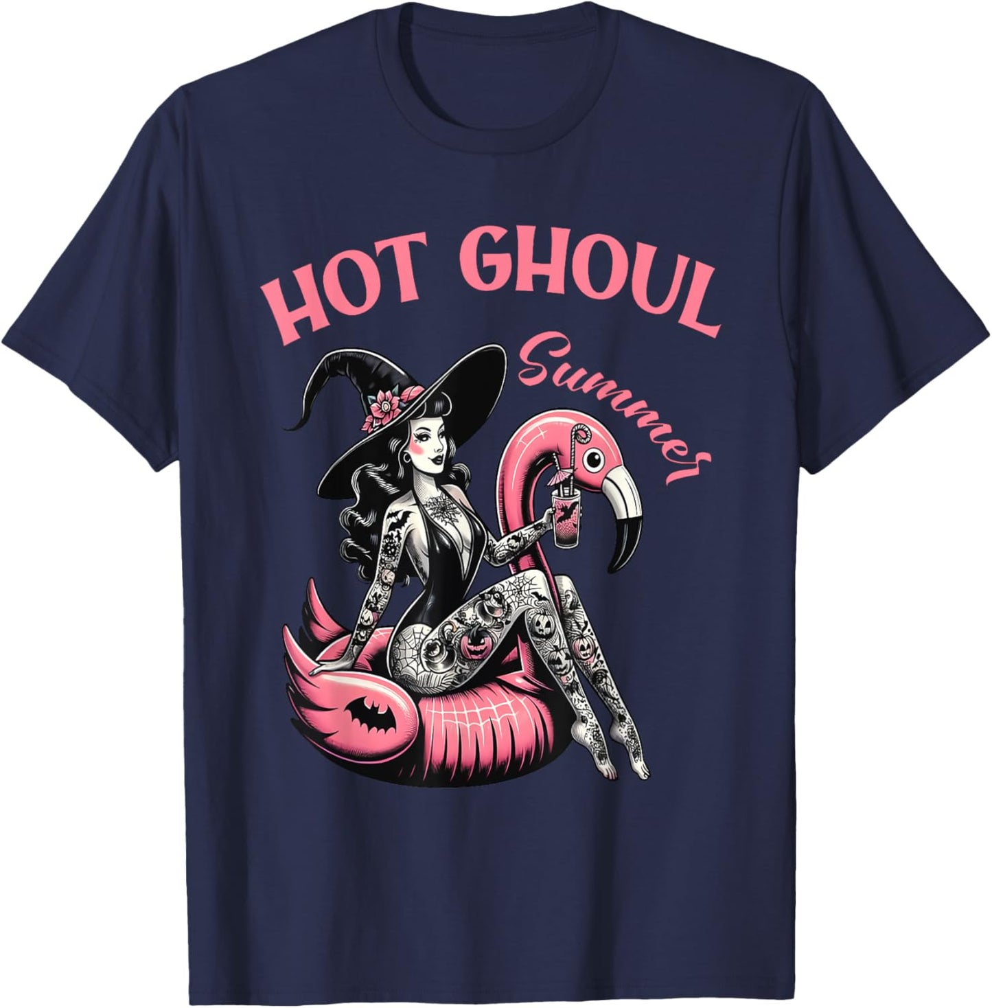 Women Funny Halloween Hot Ghoul Summer Summerween T-Shirt - T-Shirt | Navy