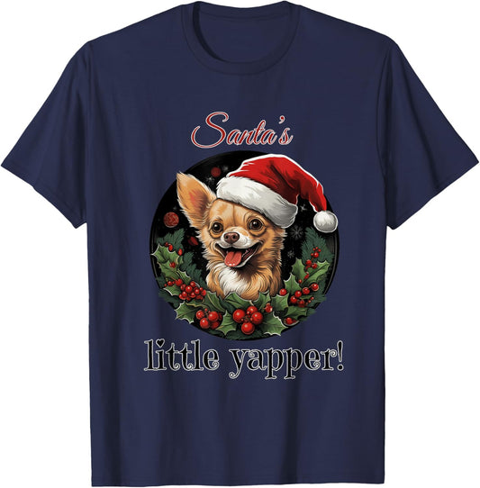 Santa's little yapper cute chihuahua dog for Christmas T-Shirt - T-Shirt | Navy