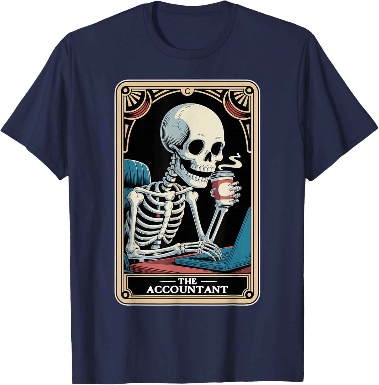 The Accountant Tarot Card Funny Accounting CPA Bookkeeper T-Shirt - T-Shirt | Navy