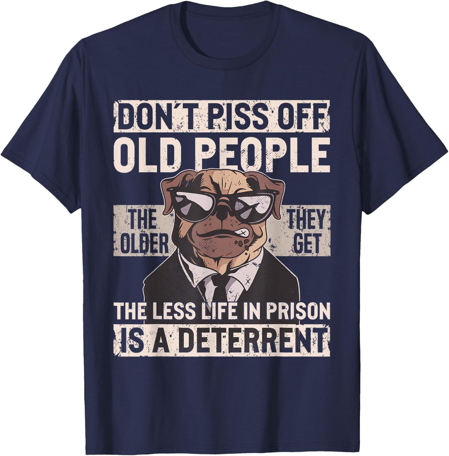 Don´t Piss Off Old People Funny Birthday Dog Graphic Women T-Shirt - T-Shirt | Navy