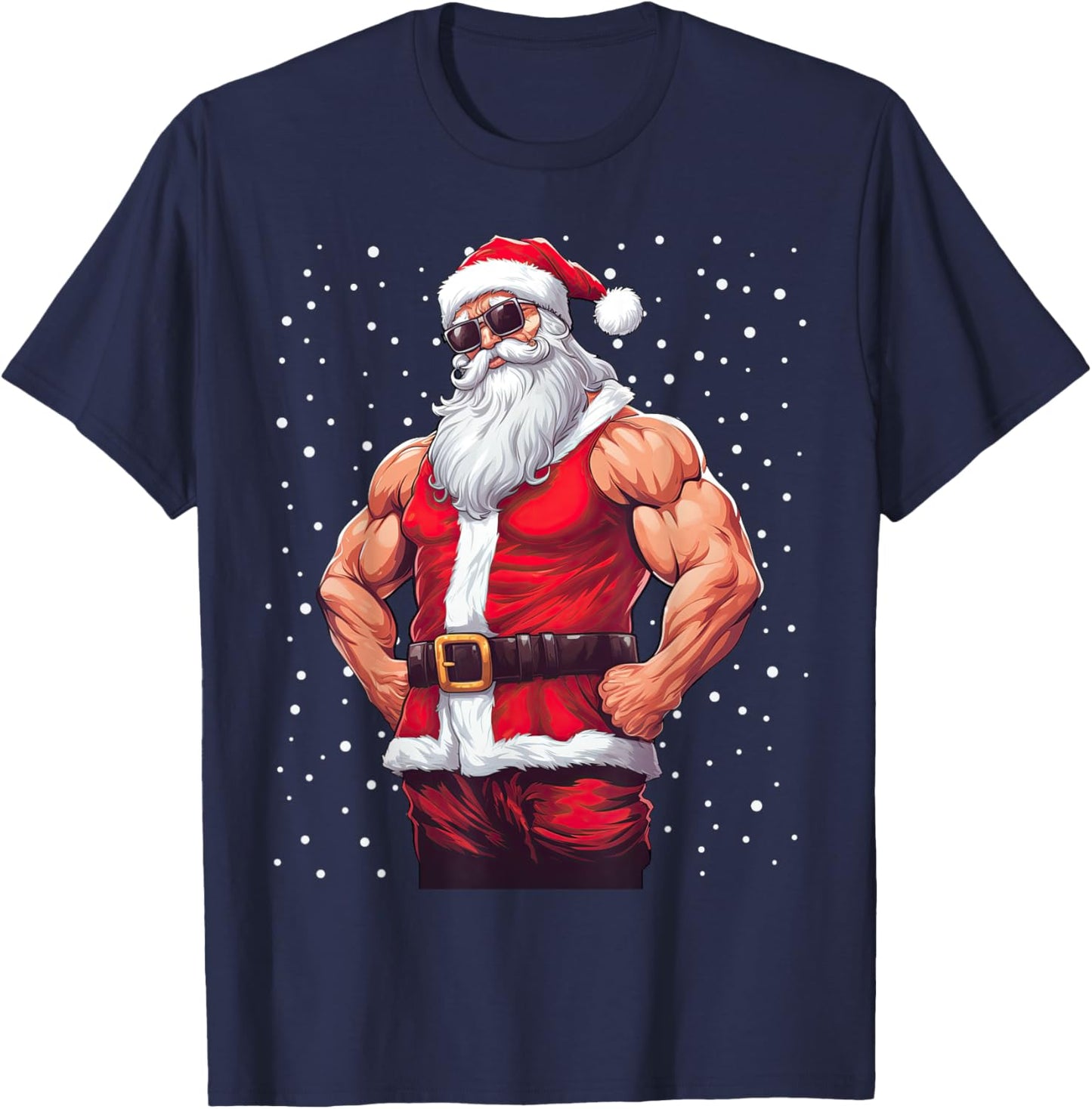 Santa Claus Bodybuilding Fitness Gym Xmas Snow T-Shirt - T-Shirt | Navy