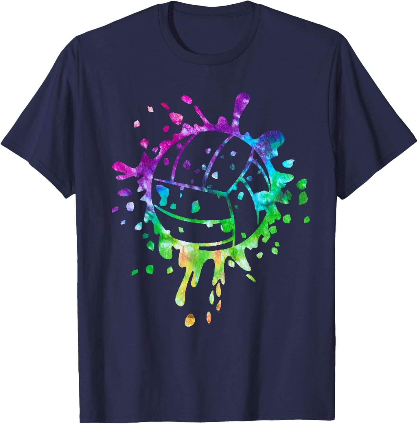 Volleyball Tie Dye Girls Distressed Ball T-Shirt - T-Shirt | Navy
