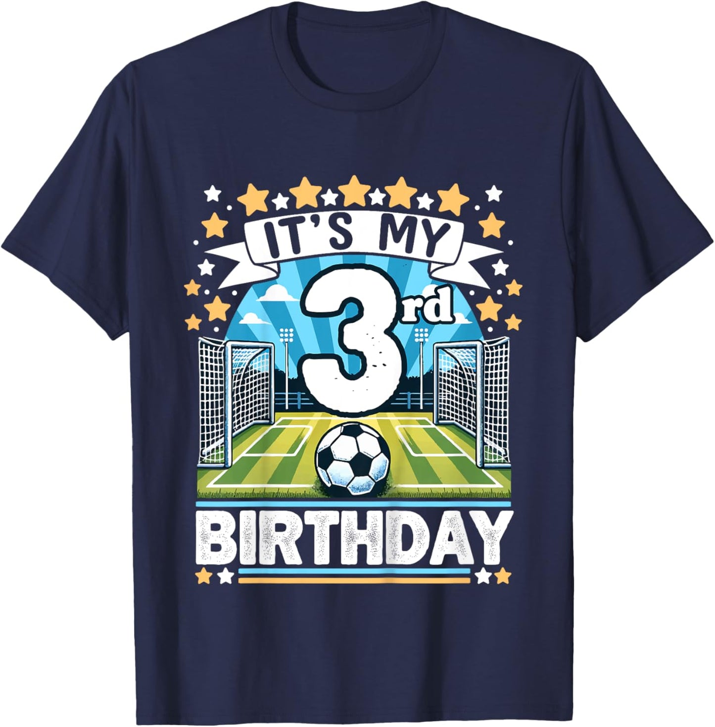 Kids It's My 3rd Birthday Soccer Football 3 Years Old Boy Player T-Shirt - T-Shirt | Navy