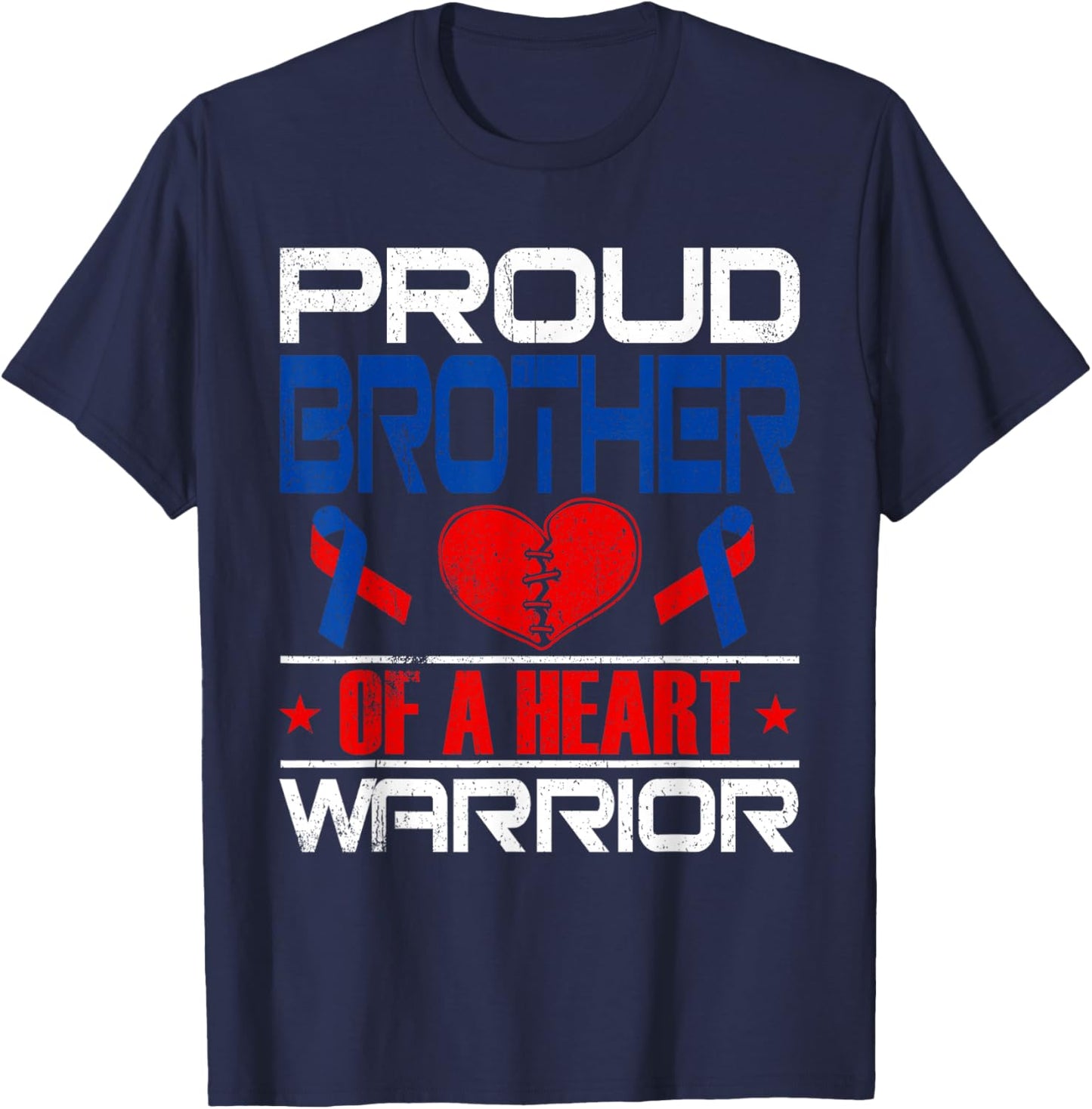 Brother Of A Heart Warrior Congenital Heart Defect Awareness T-Shirt - T-Shirt | Navy