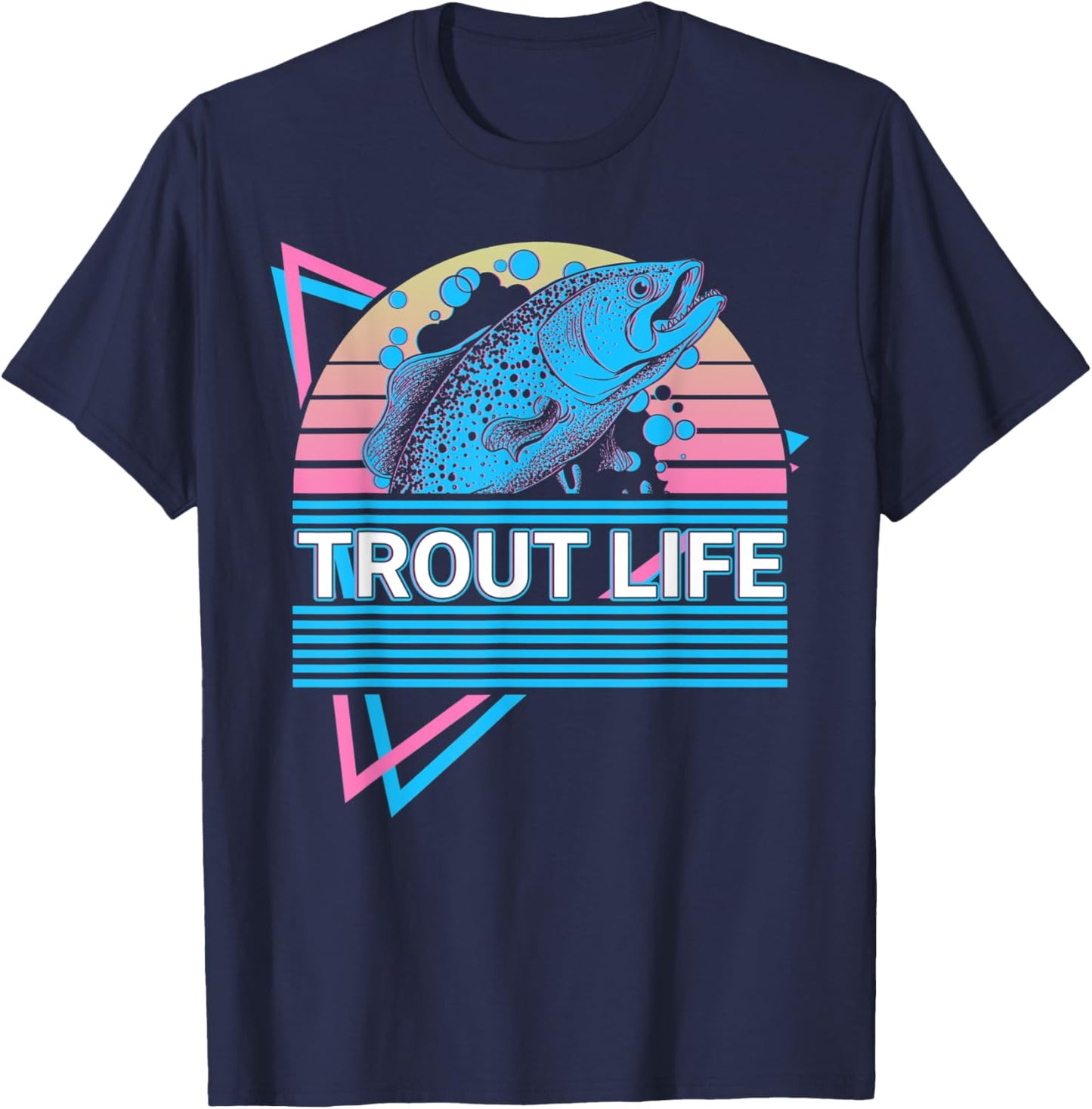 Funny Fishing Retro Trout Life T-Shirt - T-Shirt | Navy