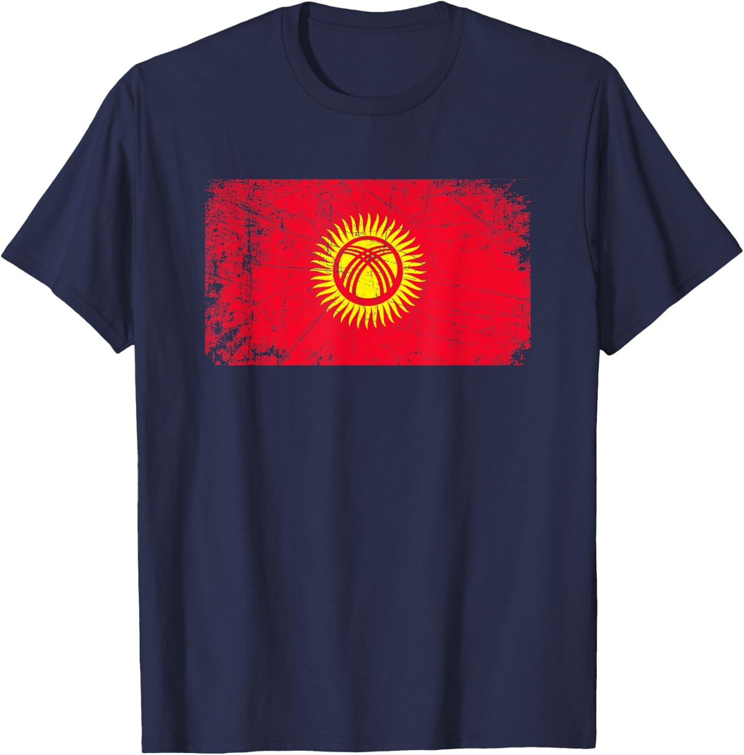 Vintage Made In KYRGYZSTAN KYRGYZ Flag Gift T-Shirt - T-Shirt | Navy