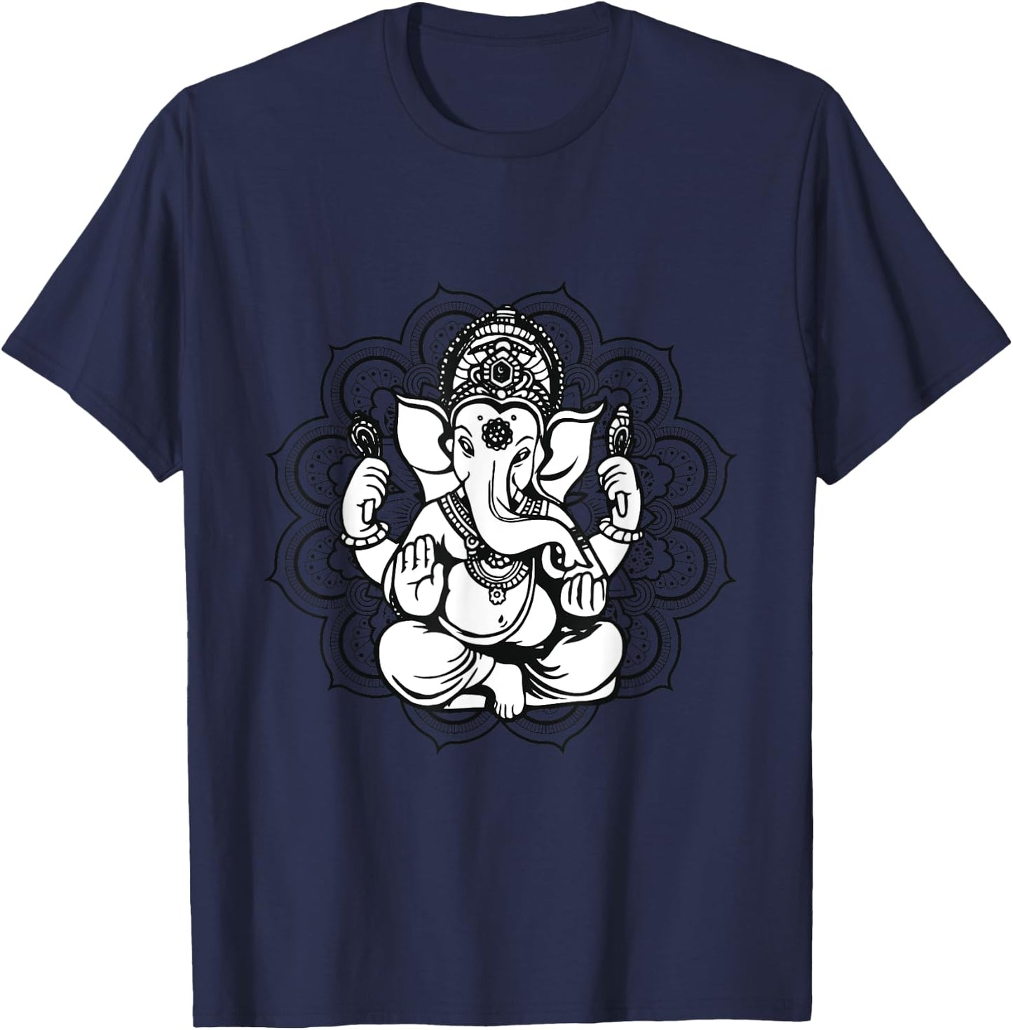 Yoga Mandala Elephant Ganesha Tribal Ornaments Chakra Hindu T-Shirt - T-Shirt | Navy