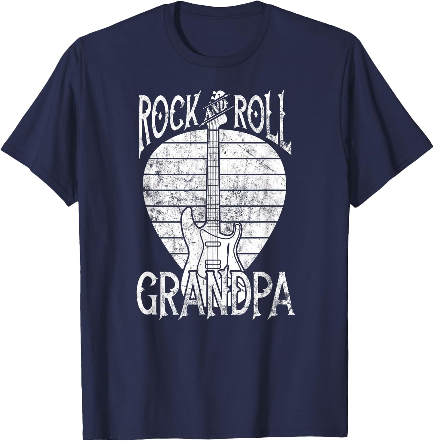 Rock n Roll Grandpa Vintage Guitar Player Gift T-Shirt - T-Shirt | Navy