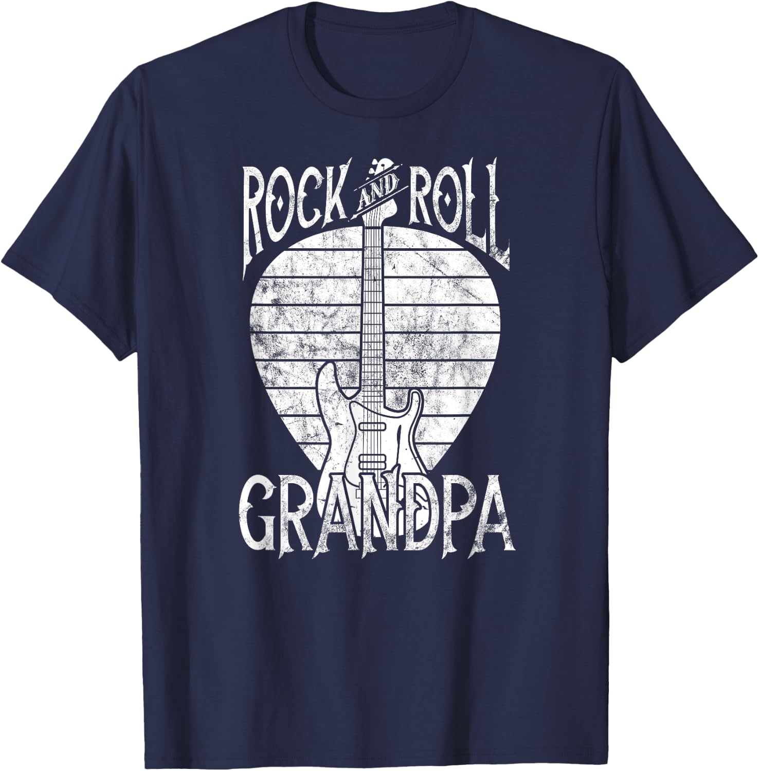 Rock n Roll Grandpa Vintage Guitar Player Gift T-Shirt - T-Shirt | Navy