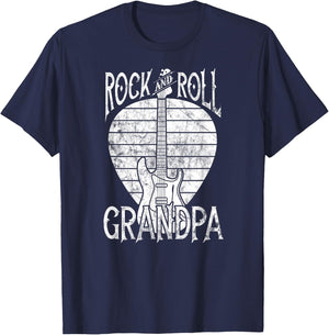 Rock n Roll Grandpa Vintage Guitar Player Gift T-Shirt - T-Shirt | Navy