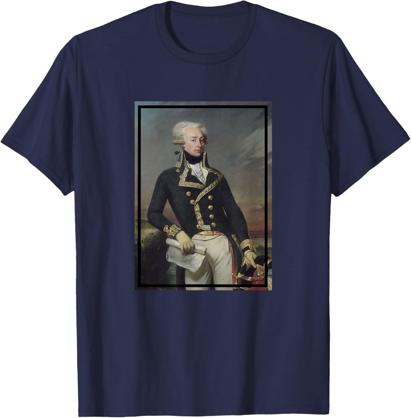 Marquis de Lafayette Portrait Painting (1834) T-Shirt - T-Shirt | Navy