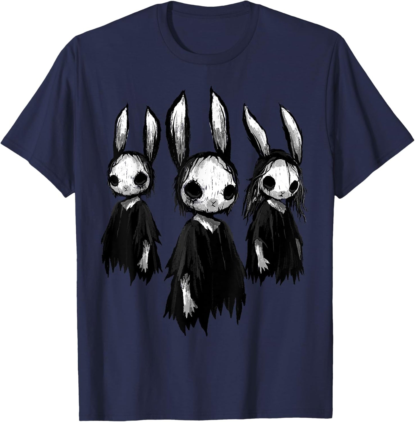 Gothic Shirt Creepy Bunny Goth Rabbit Evil Bunnies Weirdcore T-Shirt - T-Shirt | Navy