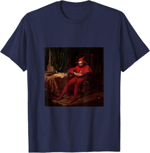 Sad Jester Stanczyk in Red Jan Matejko Art T-Shirt - T-Shirt | Navy