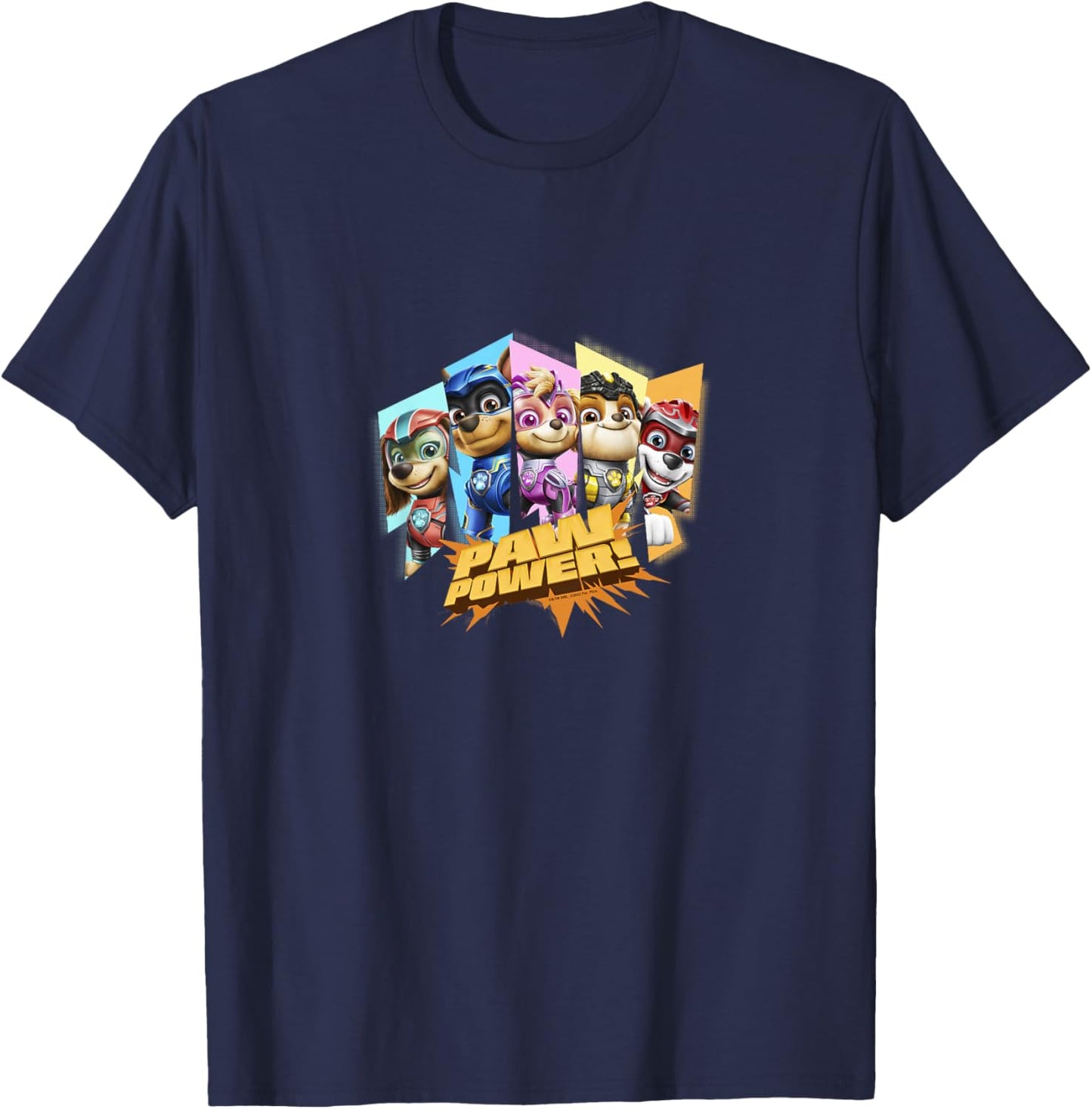 Kids PAW Patrol: The Mighty Movie Paw Power Stripes Poster T-Shirt - T-Shirt | Navy