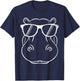 Funny Hippo Design Hippo with Sunglasses Cool Hipp T-Shirt - T-Shirt | Navy