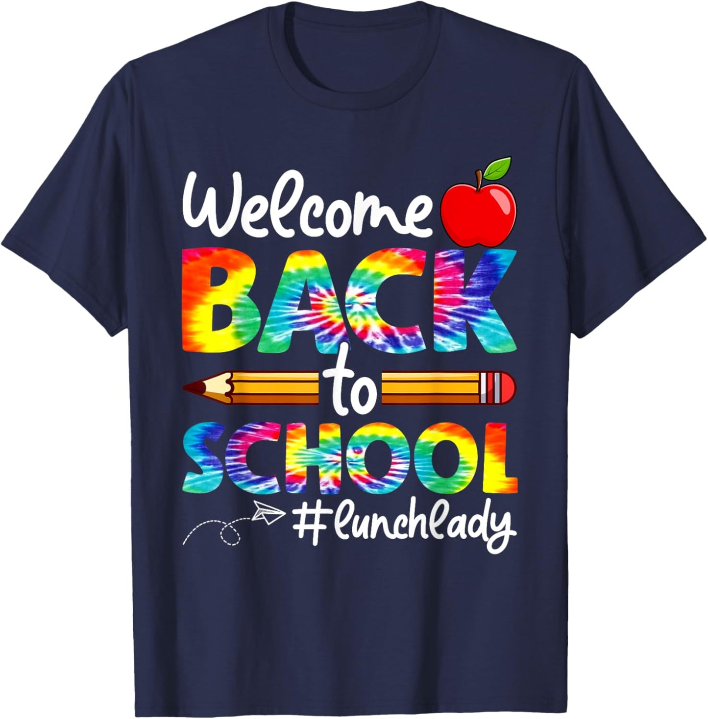 Welcome Back To School Lunch Lady Cafeteria Tie Dye Leopard T-Shirt - T-Shirt | Navy